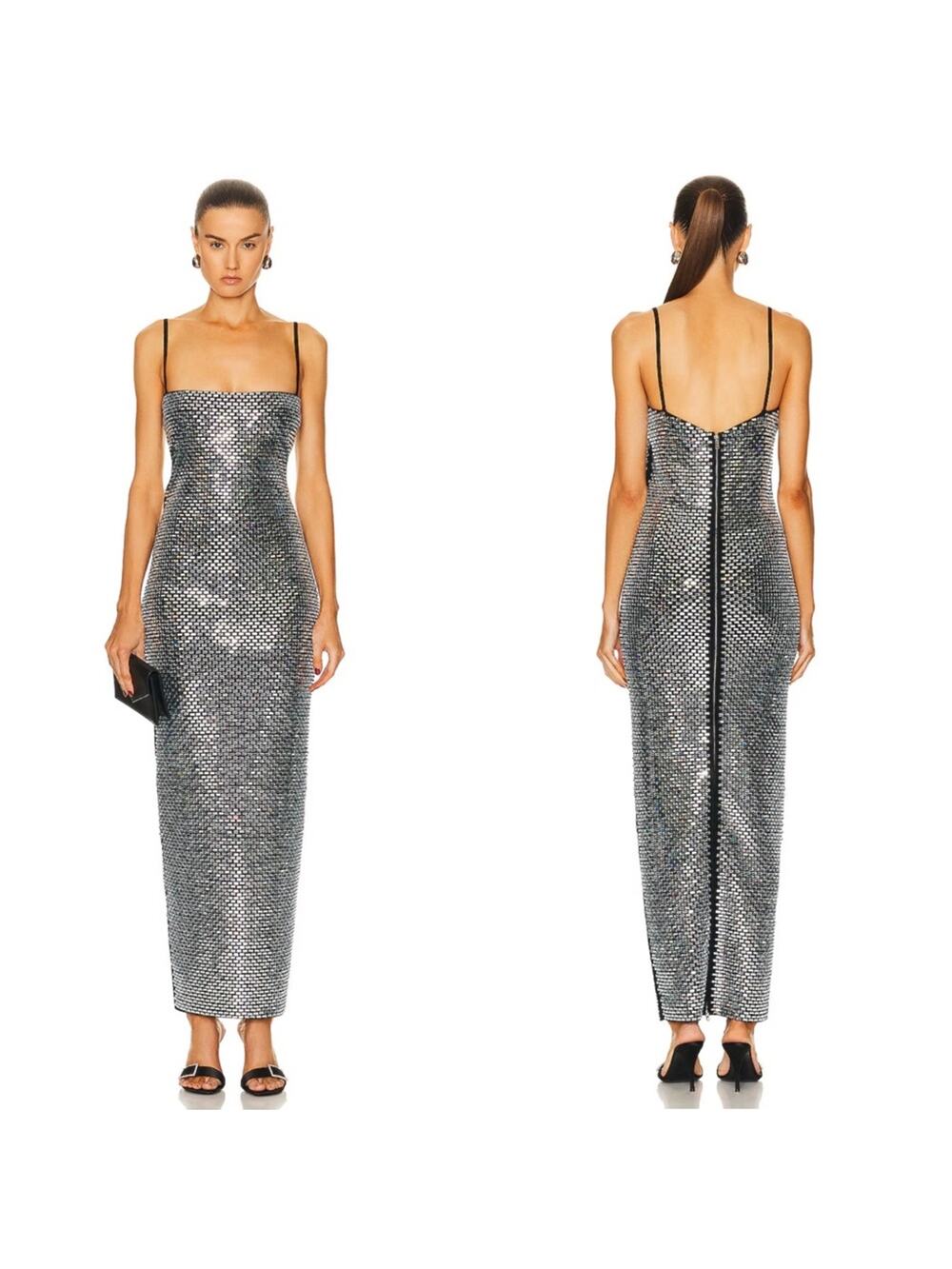 RETROFETE Kyree Crystal Embellished Knit Bodycon Maxi Dress Size Small